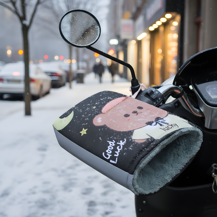 홈엔모어 전기 자전거 방한 토시 글러브 장갑, 곰돌이