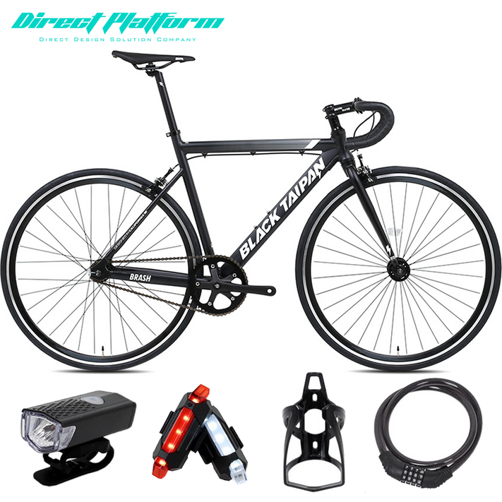 블랙타이판 브래쉬 700C 알루미늄 픽시 자전거 싱글기어 완조립 6종사은품헬멧 증정, 블랙, 1개, 140cm