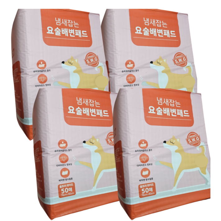 페츠모아 냄새잡는 요술 배변패드 울트라 대형 200매 50매 x 4팩