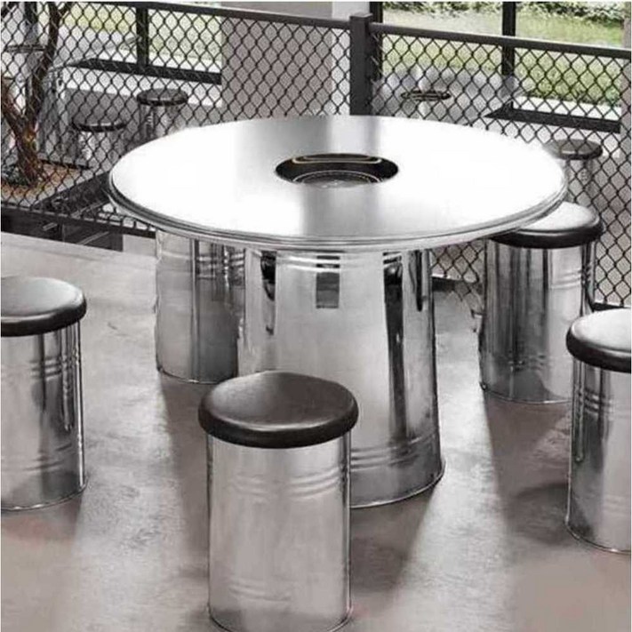 에인젤 드럼통테이블 수납 깡통 고기 삼겹살 철제