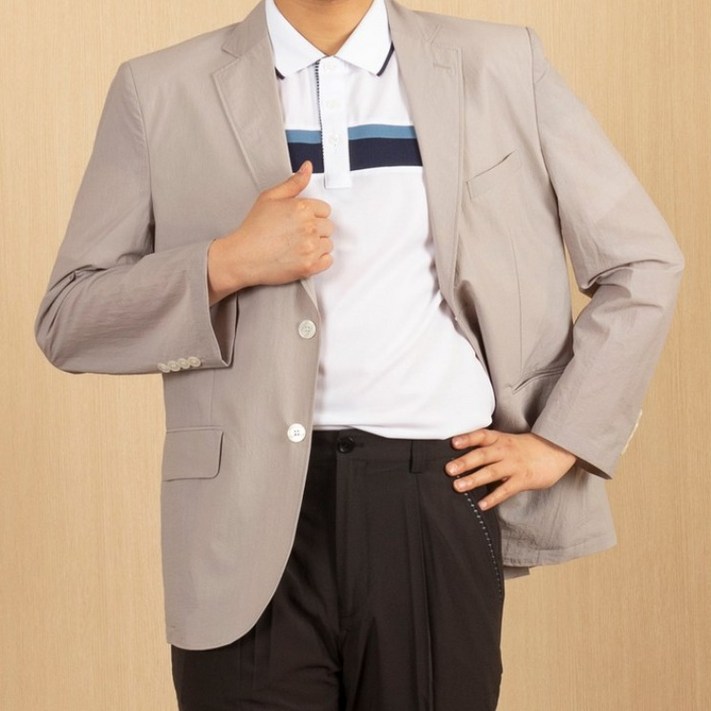 중년 남성 고급 시원한 투버튼 양트임 와샤 콤비 신사 자켓