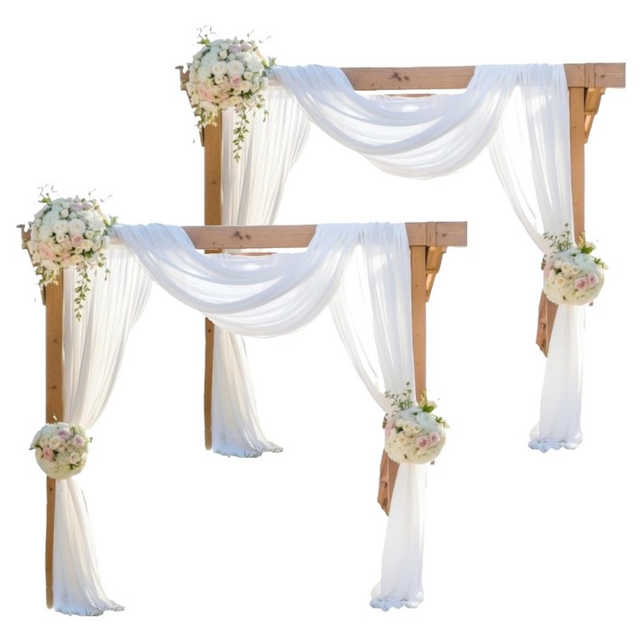 KODACHIEF 디너 파티 천막 웨딩 무대 아치 커튼 장식 흰색 30 x 300 cm, 혼합색상, 2개
