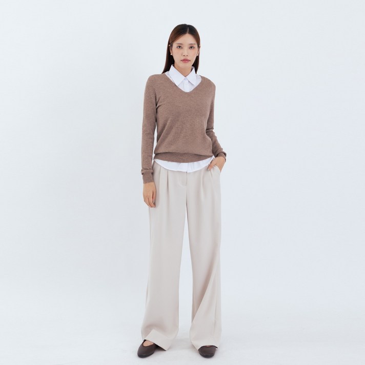 엘쏘 여성용 부드러운 비스코스 브이넥 니트 티셔츠