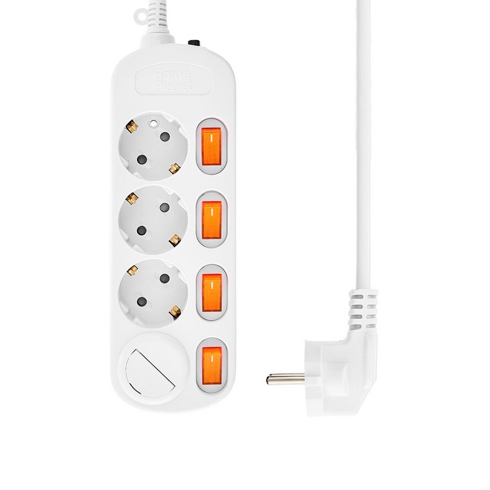 홈플래닛 개별스위치 멀티탭 4구 안전커버, 2m