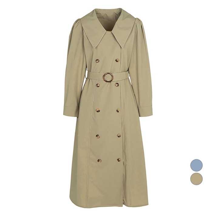 비키 여성용 더블 버튼 트렌치 롱 원피스 TIOAB2510
