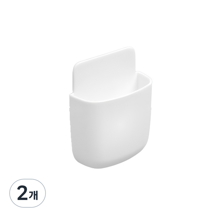 도매토피아 부착식 멀티수납 리모컨 거치대, 화이트, 2개