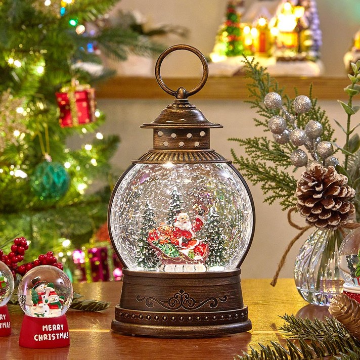 모던하우스 썰매산타 오토 뮤직 워터볼 무드등 랜턴형, 혼합색상, 1개