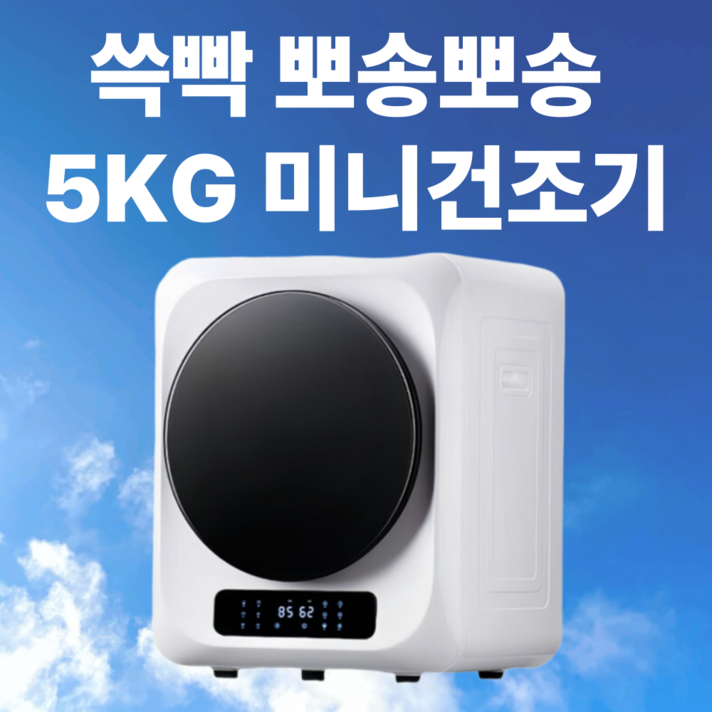 쓱빡 뽀송뽀송 미니건조기 5kg 의류 이불 수건 속옷 자취 원룸 1인 기숙사 타향살이, 스노우화이트, Y500