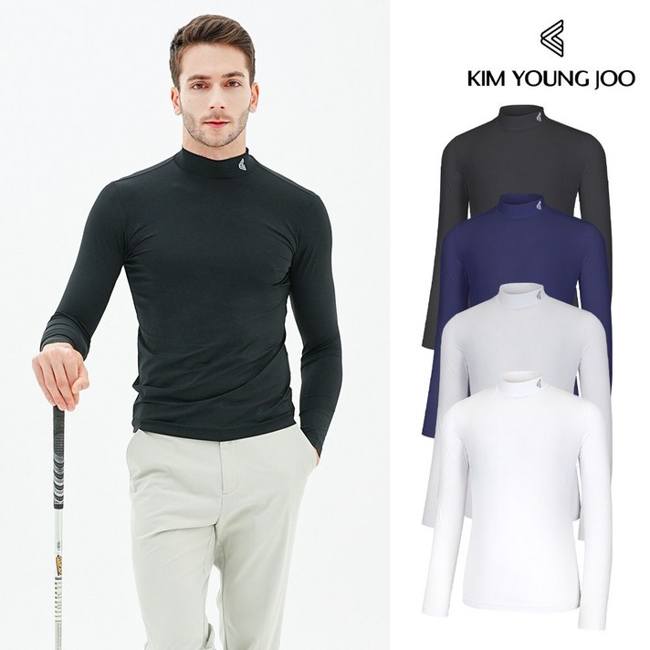김영주 남성 골프웨어 봄 여름 가을 차이나 쿨링 UV차단 기능성 긴팔 반목 이너 티셔츠 스포츠 상의