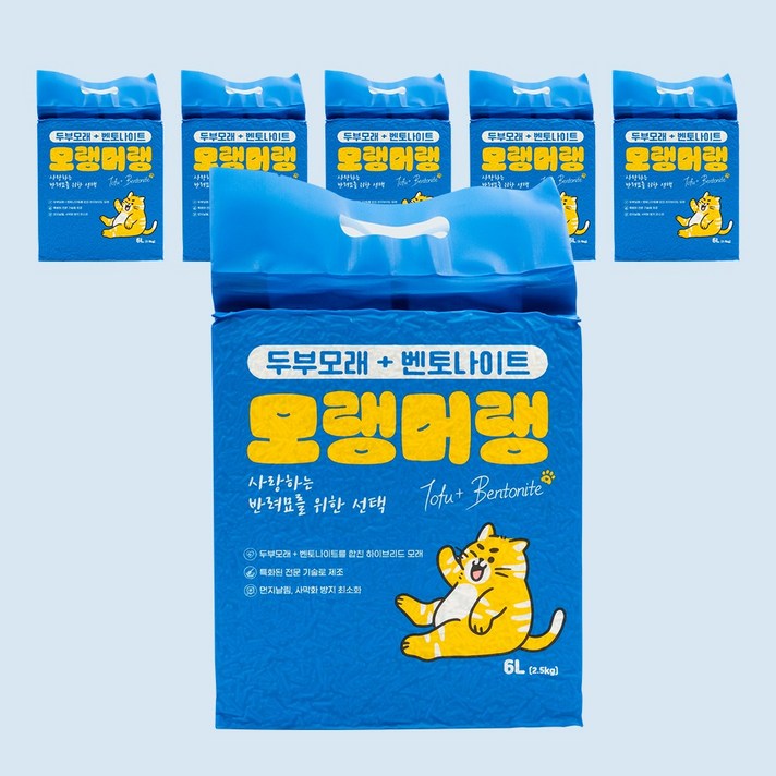 펫라벨 모랭머랭 두부모래 벤토나이트 고양이모래 6L x 6ea, 무향, 1개, 36L
