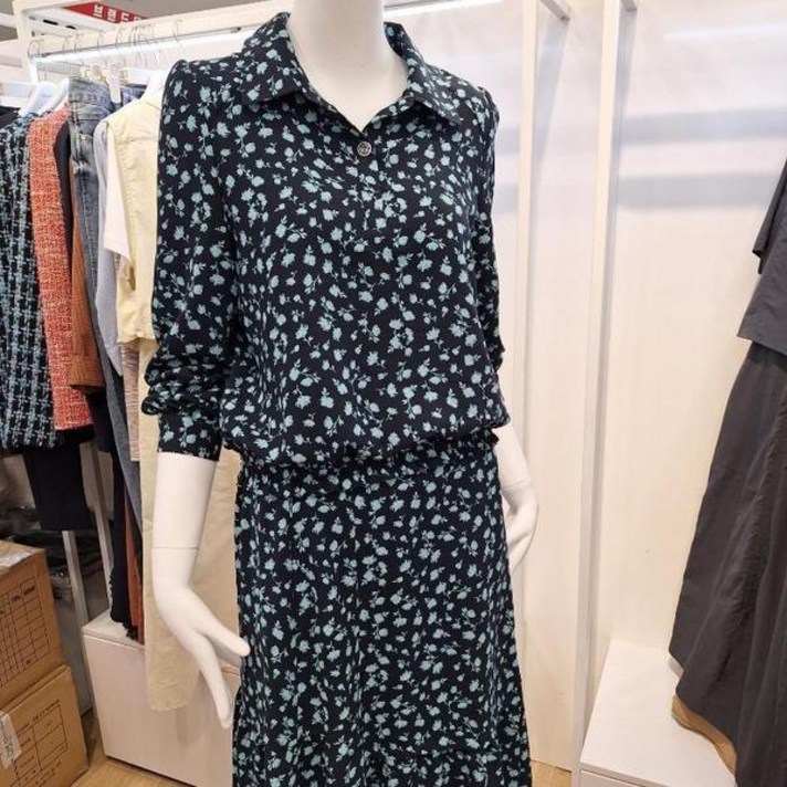 백화점 올리비아하슬러 프린트 셔츠카라 블라우스 OHES 스커트 202와 한 셋트로 장 S33841794 114440