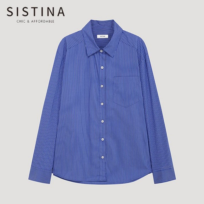 시스티나 스트라이프 카라 셔츠 AWWSTP31030 BL