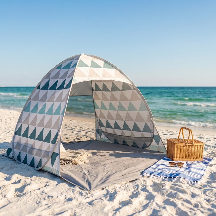 웰그라운드 피크닉 원터치 텐트, 2인용, 블루