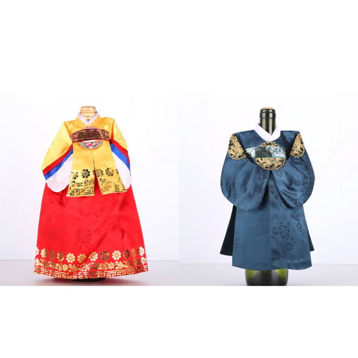 남녀커플 한복 와인커버 세트