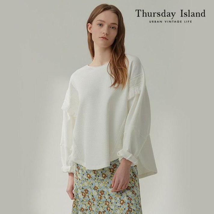 써스데이아일랜드 Thursday Island 여성 태슬 테이프 장식 티셔츠T212MST132W 1132801