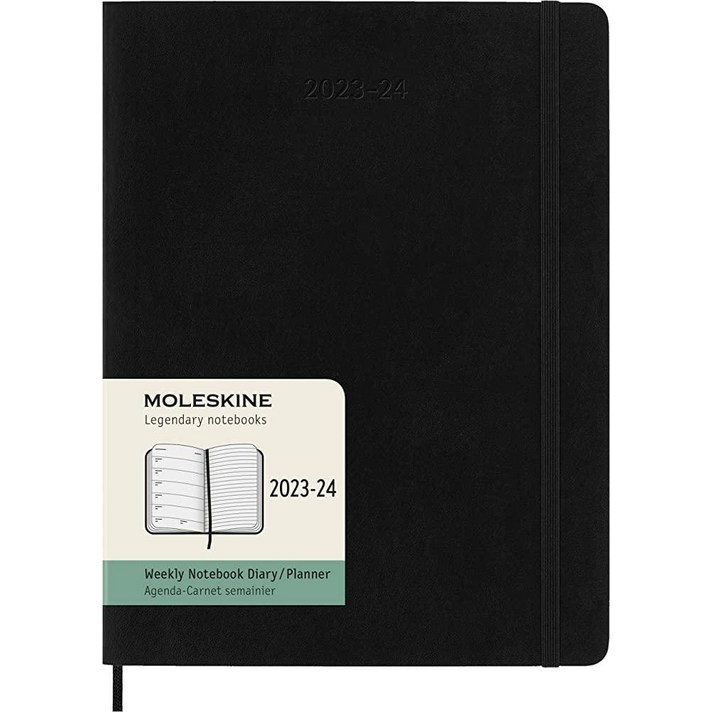 Moleskine 클래식 18개월 20232024 주간 플래너, 소프트 커버, Xl 19.1cm X 24.8cm7.5 x 9.75인치, 블랙