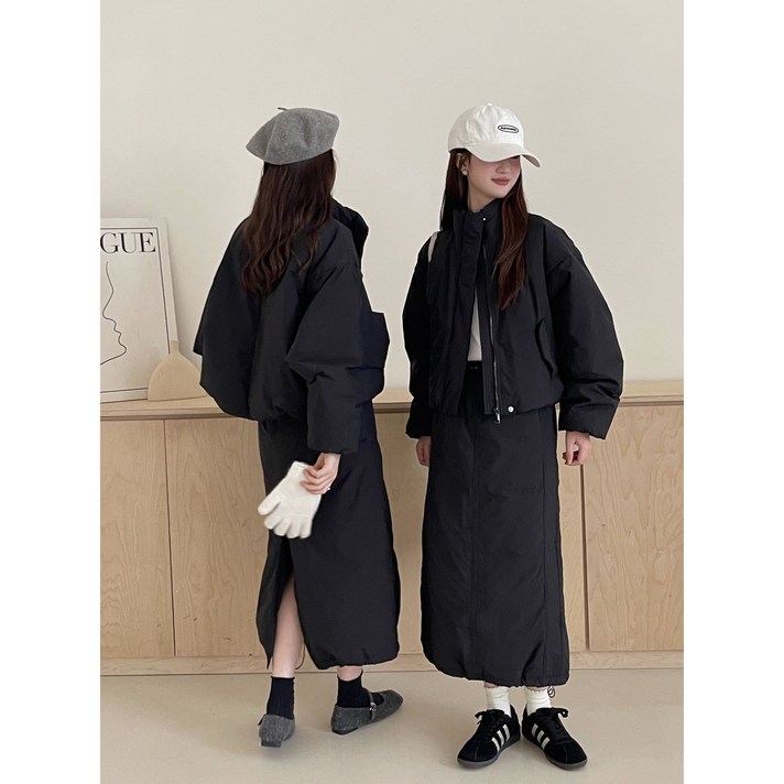 모다멜로우 도톰 패딩 투피스 셋업 블랙, 그레이, 브라운, 베이지 모다멜로우 도톰 패딩 투피스 셋업 블랙, 그레이, 브라운, 베이지