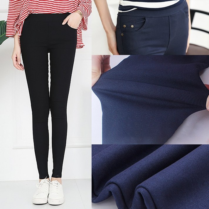 JY4002  왕스판 밴딩스키니 여자여성 면바지 편한바지 블랙 봄 여름 얇은원단 빅사이즈M5XL