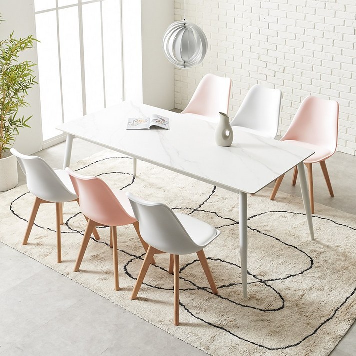 라로퍼니처 에버 1800 포세린 통 세라믹 6인 식탁 세트