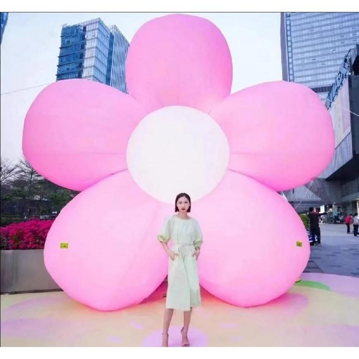 꽃 에어풍선 꽃잎 플라워 분홍색 핑크 조명 공기조형물 장식품 장식 조경 장식 3m 4m 포토존 포토라인, 2 미터 팽창식 단 하나 꽃  빛  팬
