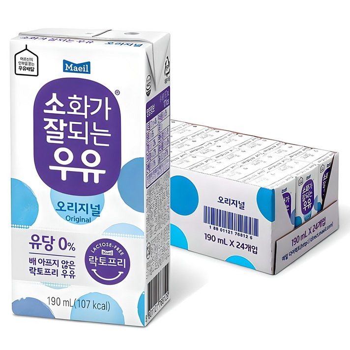 소화가잘되는우유 오리지널, 190ml, 24개 소화가잘되는우유 오리지널, 190ml, 24개