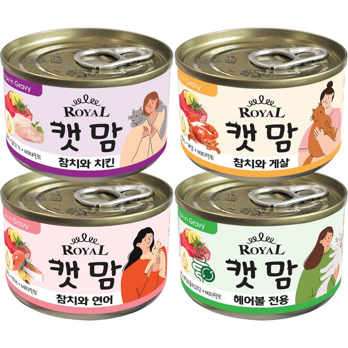 로얄 캣맘, 고양이캔, 대용량, 고양이간식, 72개, 160g, 콤보맛