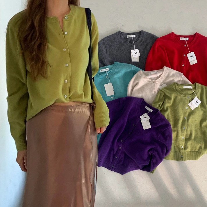 드온도 윈터 센느 캐시가디건 여성 라운드넥 캐시미어 울가디건