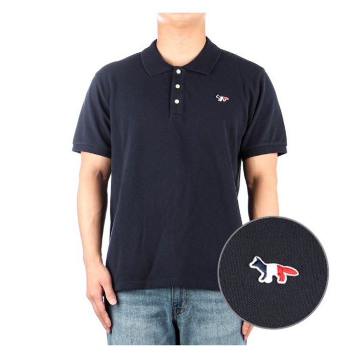 메종키츠네 23FW AM00200KJ7002 NAVY 남성 트리컬러 폭스  반팔 티셔츠