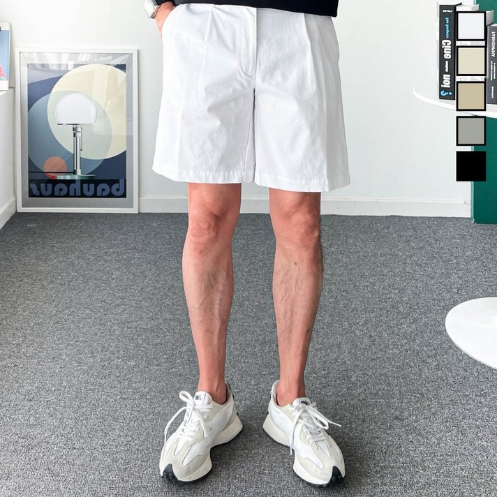 놈시크 2840 남자 반바지 면 스판 핀턱 5부 여름 팬츠 빅사이즈