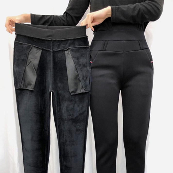 당일출고 나나민 따뜻한 겨울 여자 기모 융 밍크 털 보온 밴딩 일자 바지 팬츠