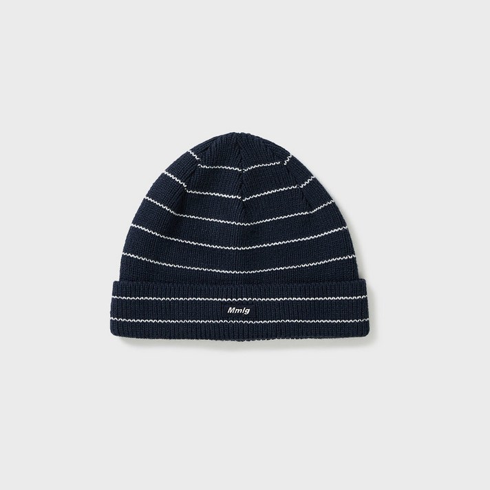 엠엠엘지 Mmlg FINE STRIPE KNITCAP NAVY