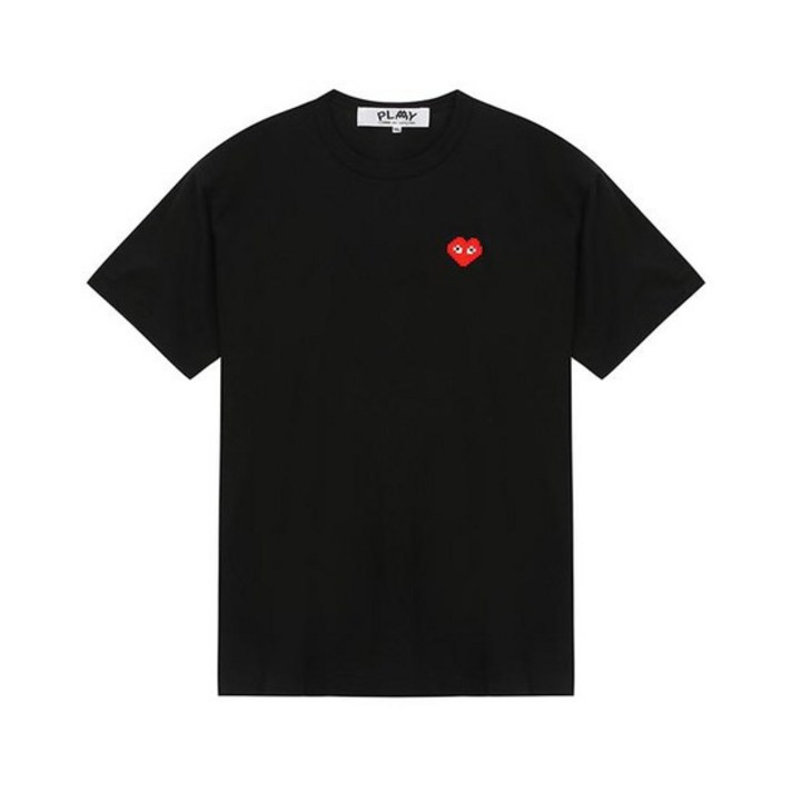 24SS COMME DES GARCONS 꼼데가르송 픽셀 하트 와펜 로고 반팔 화이트 블랙 P1T322
