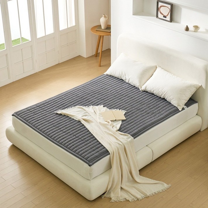 원격조정 스마트IOT곰표한일 엠보패딩 탄소매트 EMF 전기요 전자파없는 전기장판 전기매트 비오닉, 퀸더블150x200cm, 매트 그레이