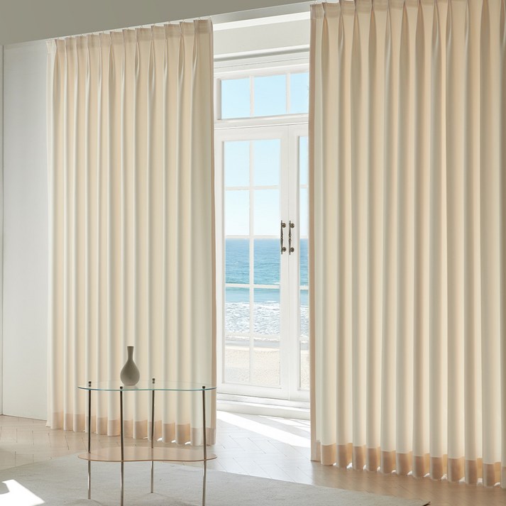 홈인홈 이지워시 높이조절 뉴린넨 사계절 암막 나비주름 커튼 2p 세트