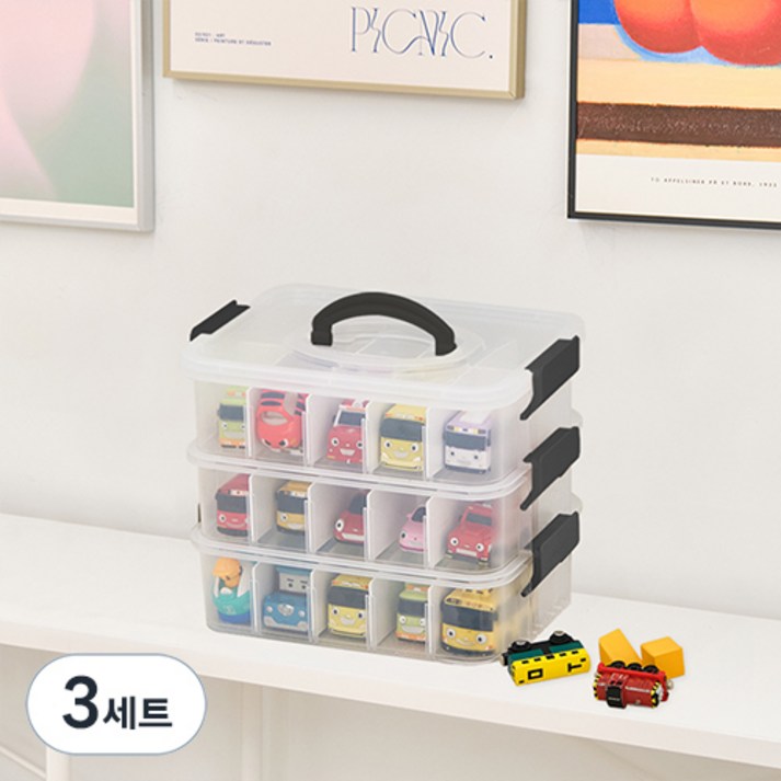 플라팜 미니 리빙박스 3단 칸막이 소 세트, 혼합색상, 소23.5 x 18 x 20 cm, 3세트 플라팜 미니 리빙박스 3단 칸막이 소 세트, 혼합색상, 소23.5 x 18 x 20 cm, 3세트