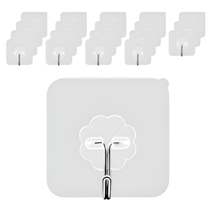 리빙홈디테일 무타공 강력 투명 접착식 후크걸이