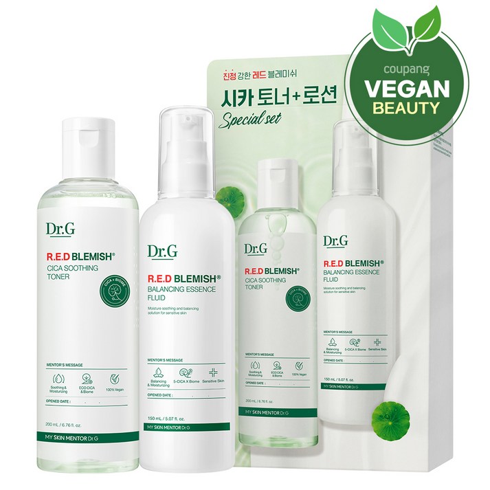 닥터지 레드 블레미쉬 시카 수딩 토너 200ml 에센스 플루이드 150ml 세트, 1세트
