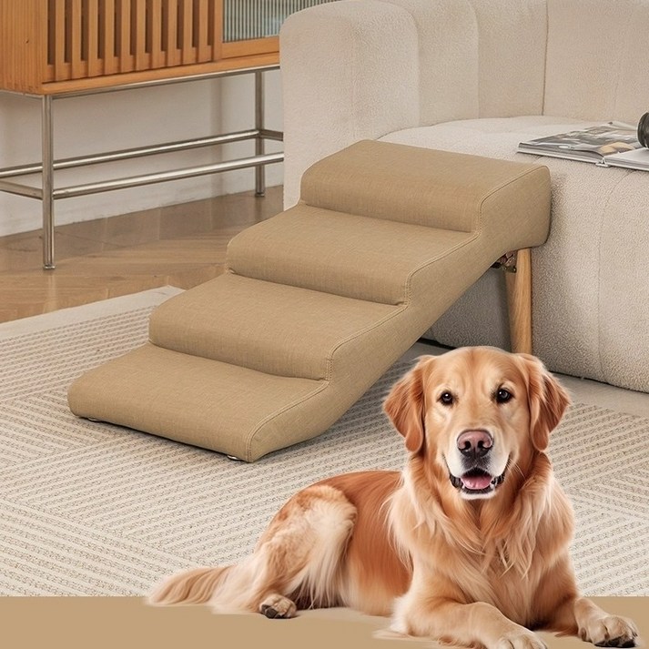 반려동물 계단 4단 5단 논슬립 슬개골보호 스텝, 1개, 베이지