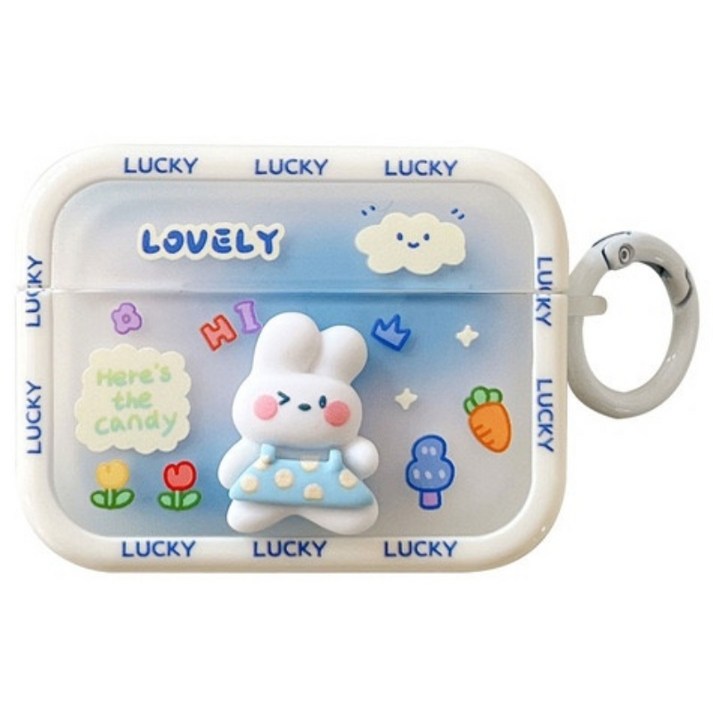 귀여운 3D 토끼 그래피티 에어팟 케이스, 에어팟 프로 1,2 세대/에어팟 3 세대