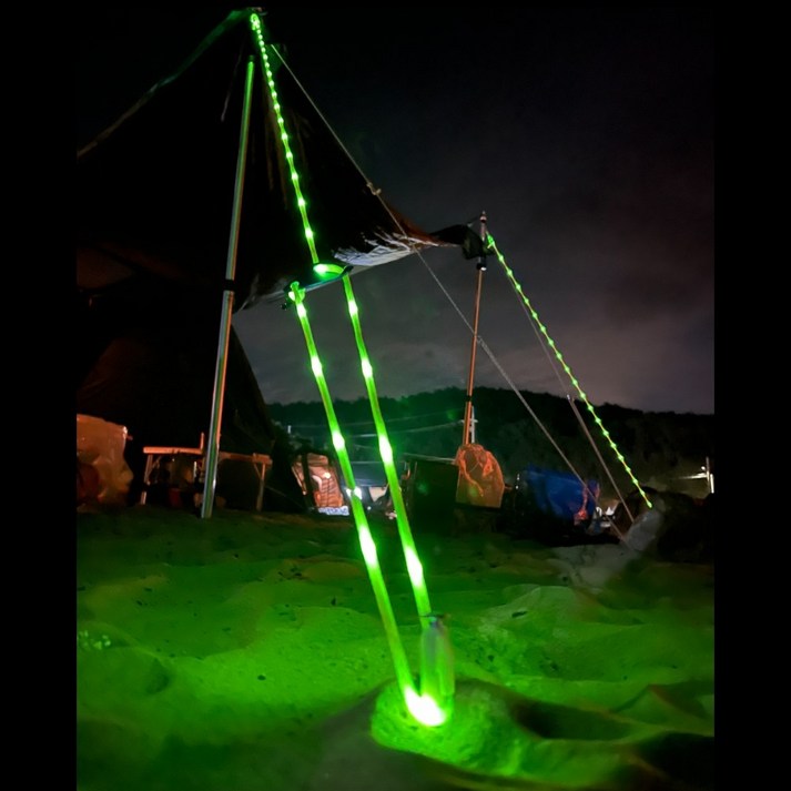 캠핑스트링 드림엑시트 LED 낭만 불빛 8가지 자동 점멸 기능 타프 스트링 타프줄 타프끈 텐트줄, 형광오렌지