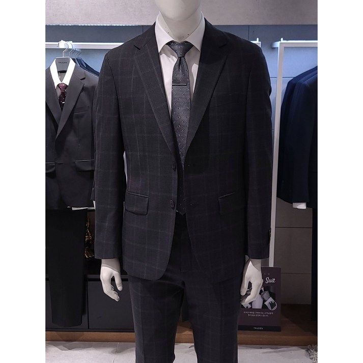 트루젠 (봄여름 특가) (이태리X드라고) 차콜체크 이태리수입 프리미엄 남자정장 226611075264-1