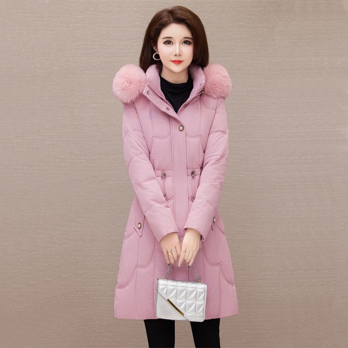 AOKADA 여성 겨울 슬림핏 A라인 패딩 점퍼 퍼 후드 하프 코트 아우터