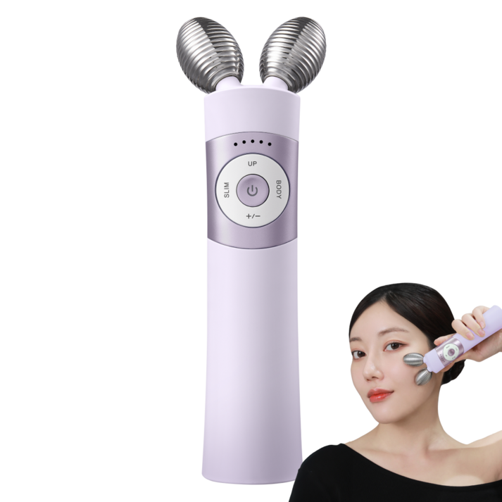 마미케어 EMS 브이쎄라 LED 얼굴 마사지기 홈케어 브이라인 경락 탄력 디바이스, 퍼플, 1개