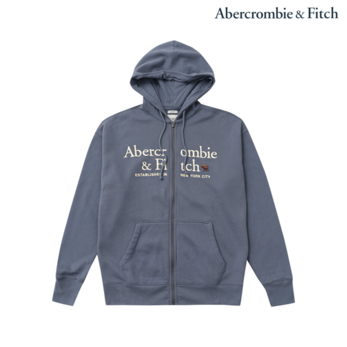 A＆FITCH 아베크롬비 그래픽 후드 집업 GRAY BLUE