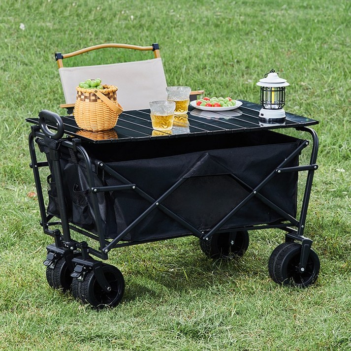 웨건테이블 FONOW 웨건 1+1 대용량 접이식 휴대 리어카 테이블+데스크톱