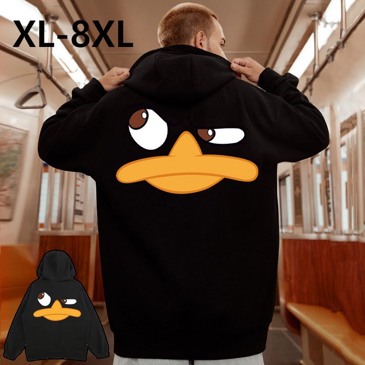 남자 오버핏 기모 후드티 빅사이즈 캐릭터 패턴 맨투맨