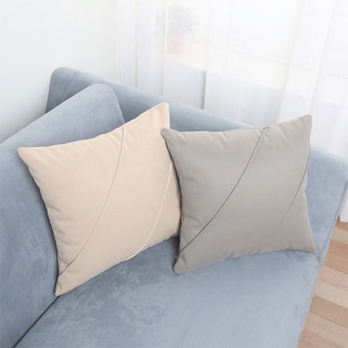 조브라운 심플한 고급 스웨이드 패턴 쿠션, 머스터드