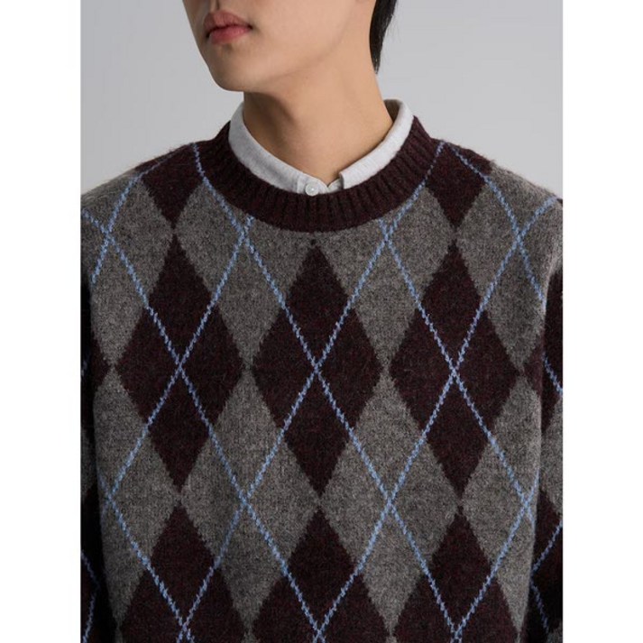 에잇세컨즈 캐주얼 아가일 라운드 니트 와인 455Y51LY6Z 에잇세컨즈 캐주얼 아가일 라운드 니트 와인 455Y51LY6Z