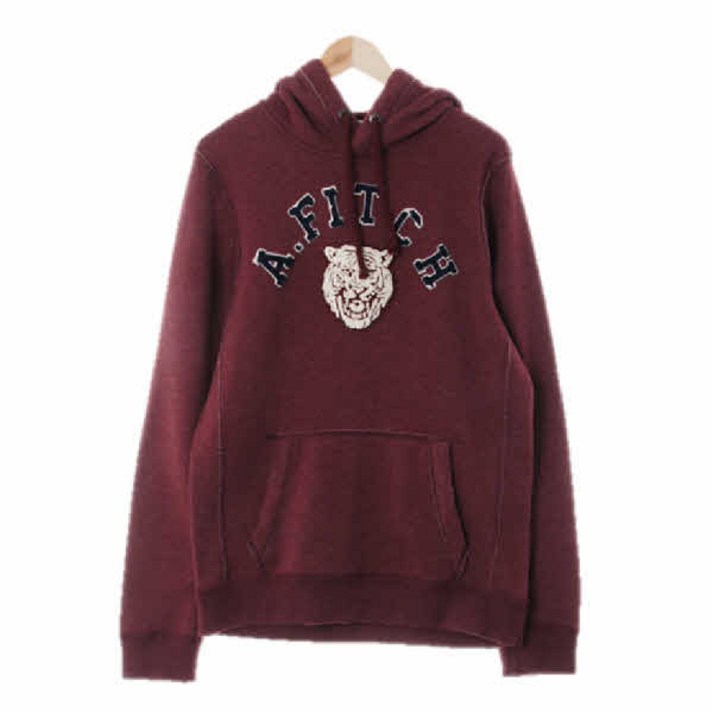 아베크롬비 6246 레드 면혼방 머슬핏패치후드티 M