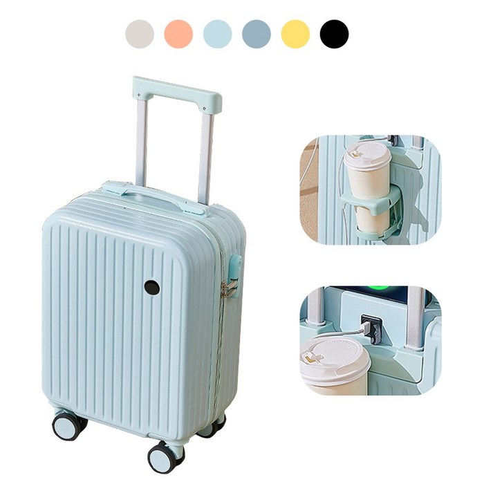 NewBoy 캐리어 18인치 기내용 미니  하드 여행용 감성 하드 캐리어 수납 주머니 대용량 패션 남녀 공용 흰색 블랙  분홍색  블루 옐로우